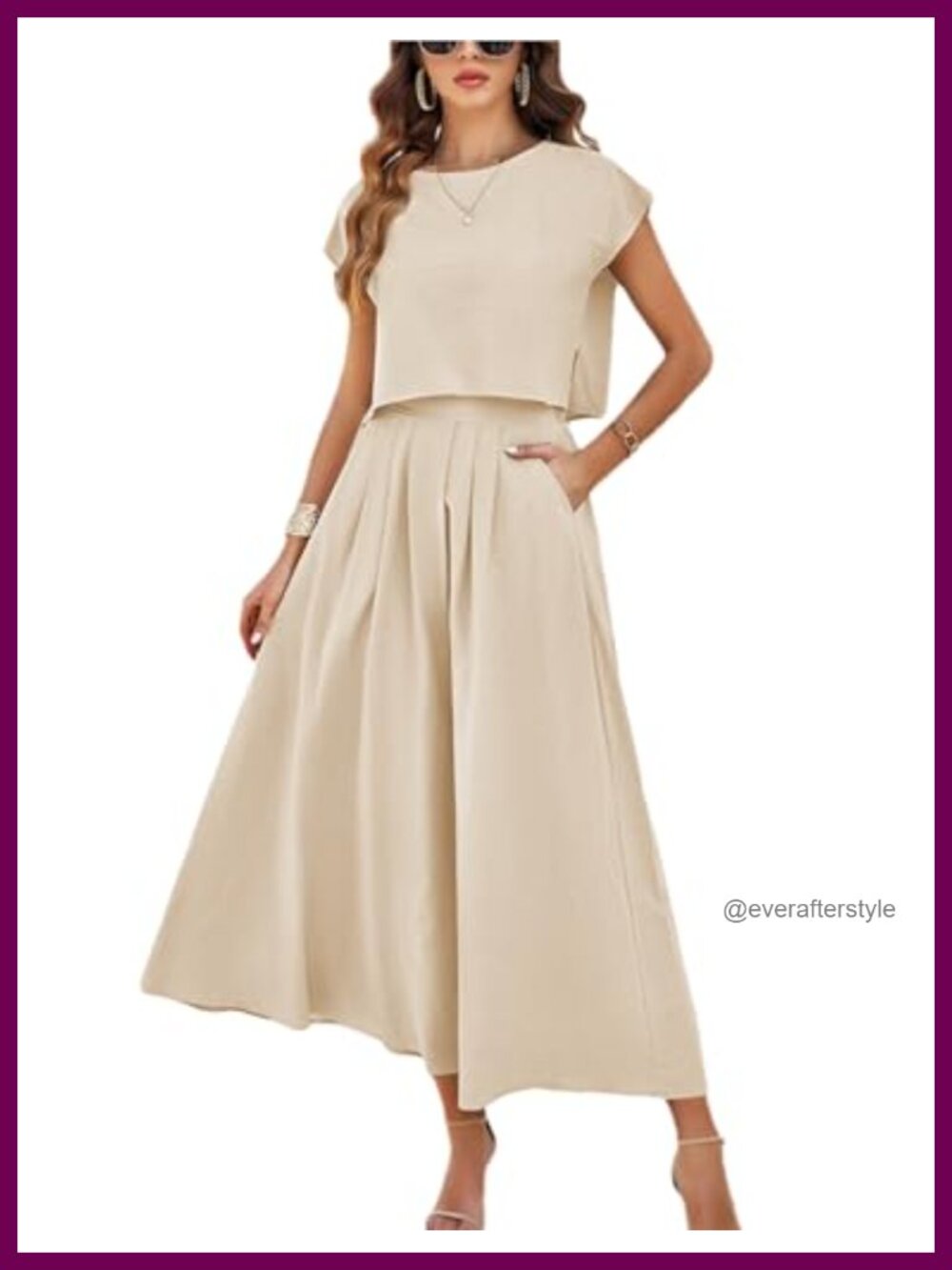 Women's 2 Piece Maxi Skirt Set Viscose Cap Sleeve Crop Top Pockets Casual